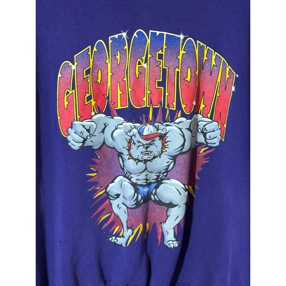 Vintage Georgetown Hoyas Bulldog Crewneck Sweater Purple Large L USA - Picture 4 of 9